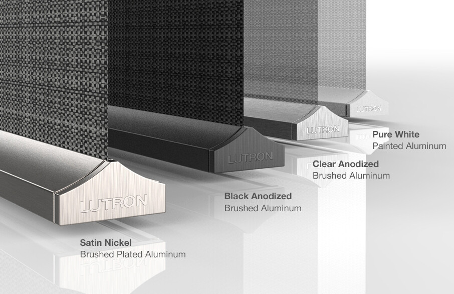 Photo of the Different Finishes on the Palladiom Shading System Roller Bar