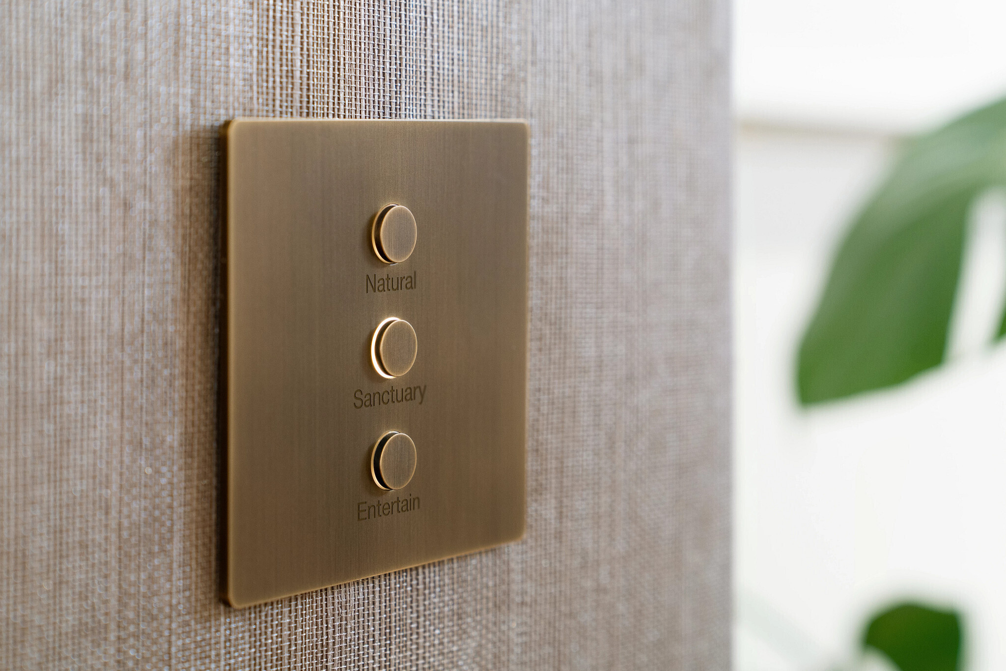 Wall Mounted Bronze Colored Push Button Using Smart Lighting Control