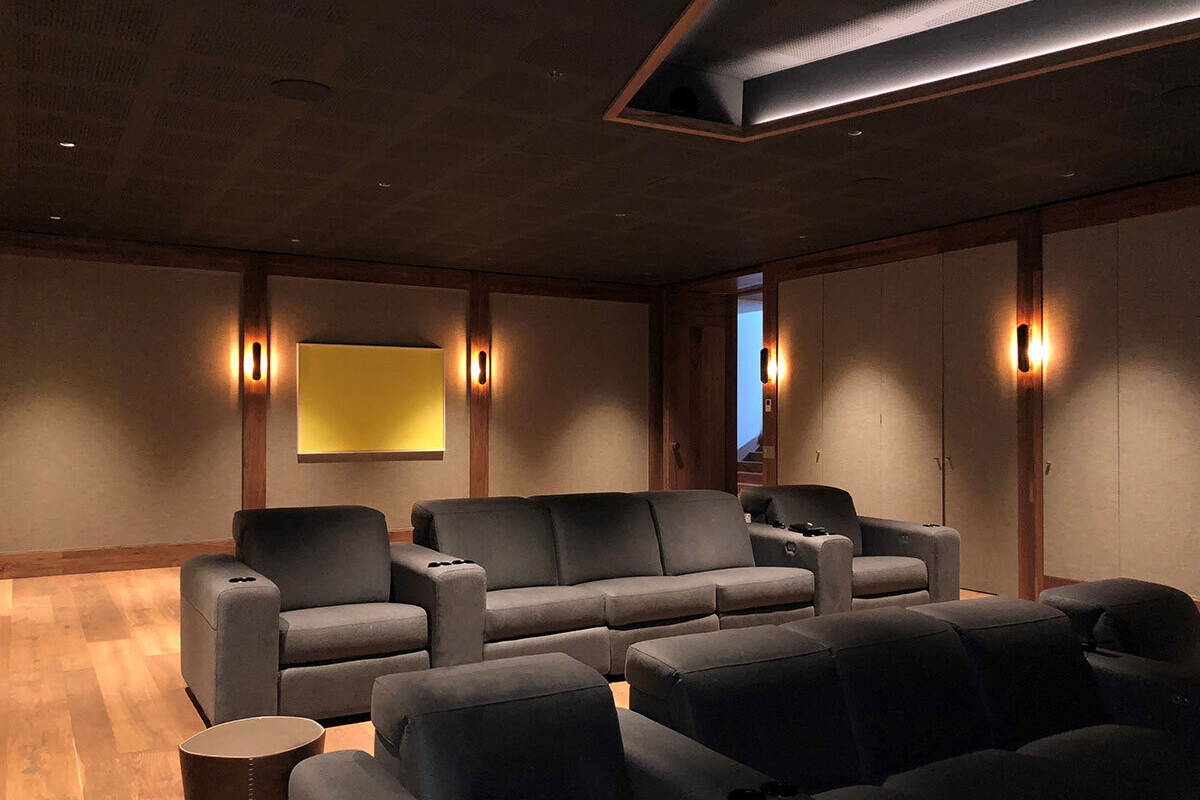 Home Theater With Plush Seating With Lighting Control System