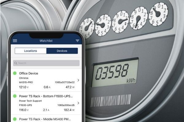 Closeup of Smartphone App With Savant Power System Module & Meter Reader