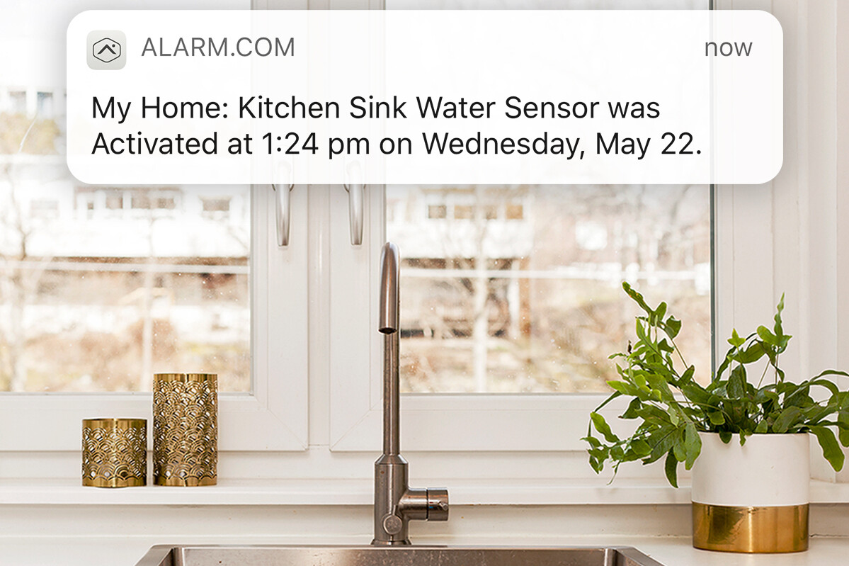 Alarm.com Text to Showing the Kitchen Sink Sensor Was Activated