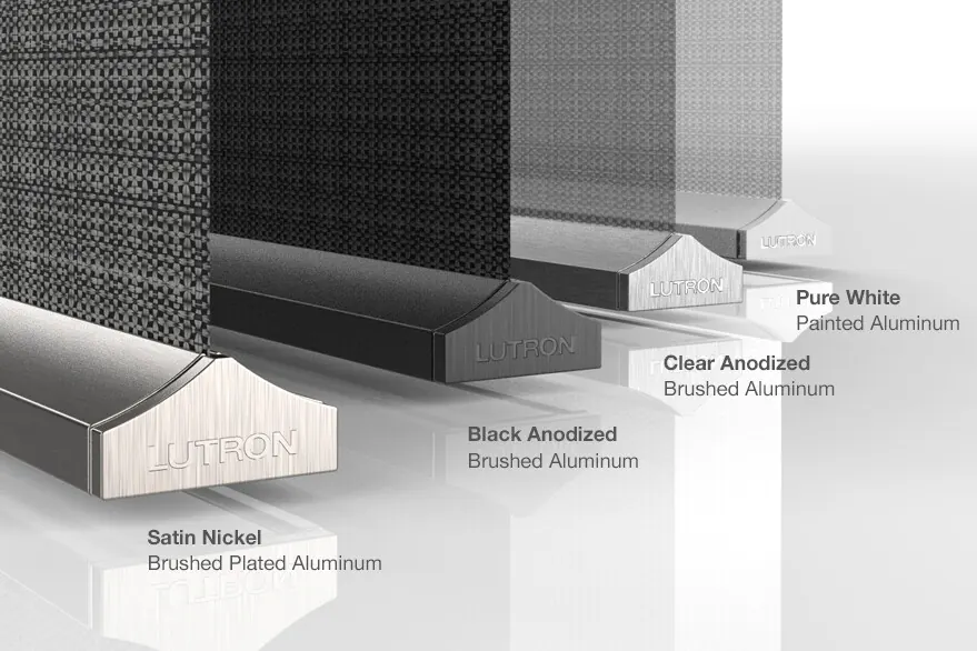 Photo of the Different Finishes on the Palladiom Shading System Roller Bar